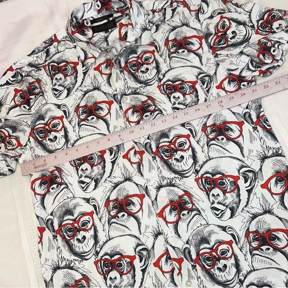 Baja Llama shirt button down chimp monkey with glasses men’s large classic fit - Picture 6 of 10